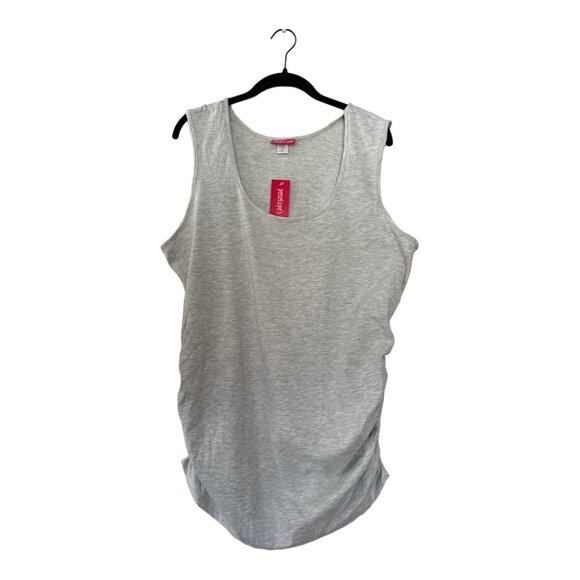 NWT Penelopes Closet Womens 2X Tank Top Tee Tunic Heather Gray Ruched - Picture 1 of 2